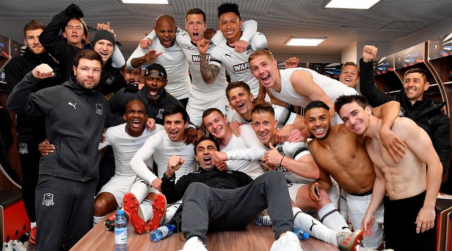 Раздевалка ФК «Краснодар» после победного матча с «Енисеем» © Фото пресс-службы ФК «Краснодар»