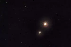 Соединение Венеры и Юпитера 2 марта 2023 года &copy;&nbsp;Скриншот фото из телеграм-канала Astroeyes