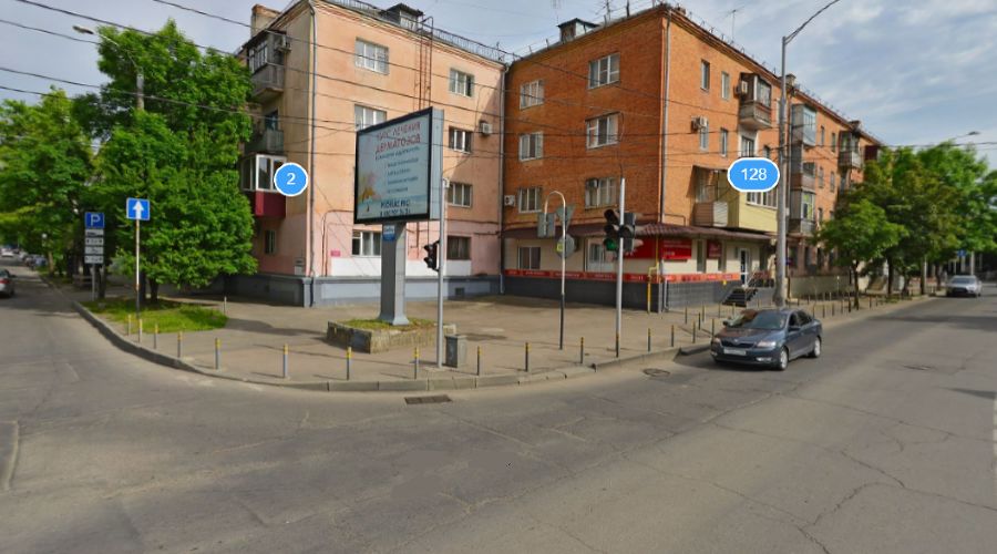 Перекресток улиц Рашпилевской и Хакурате © Скриншот с сервиса «Яндекс.Карты»