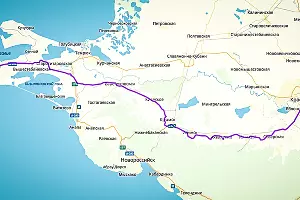 Краснодарская часть пути через Крымск &copy;&nbsp;Графика сервиса &laquo;Яндекс.Карты&raquo;