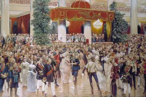 Бал в Петербургском Дворянском собрании в 1913 году в честь 300-летия династии Романовых &copy;&nbsp;Изображение является общественным достоянием