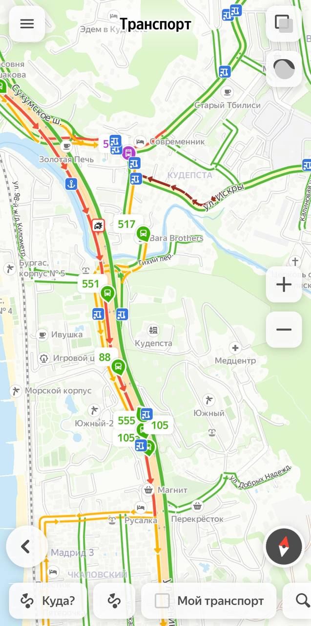 В Сочи «Яндекс.Карты» стали показывать движение автобу��ов