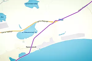 Развилка на Симферополь и Феодосию &copy;&nbsp;Графика сервиса &laquo;Яндекс.Карты&raquo;