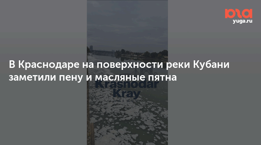В Краснодаре на поверхности реки Кубани заметили пену и масляные пятна