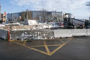 В Краснодаре начали строить трамвайную линию на улице Московской &copy;&nbsp;Фото Дмитрия Пославского, Юга.ру