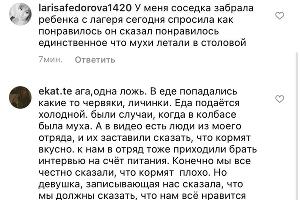  © Скриншоты комментариев в инстаграме лагеря «Жемчужина России»