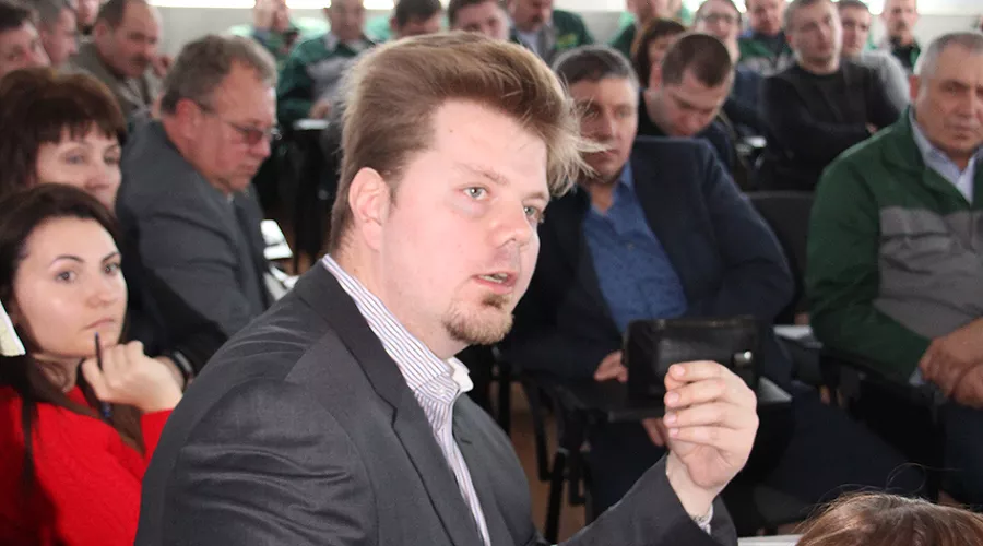 Заместитель генерального директора агрохолдинга «Кубань» по внешним связям Степан Плиско на Дне науки &copy;&nbsp;Фото пресс-службы агрохолдинга &laquo;Кубань&raquo;