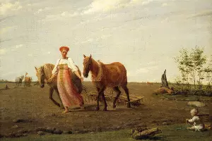 «На пашне. Весна», 1820 год, Венецианов &copy;&nbsp;Изображение является общественным достоянием