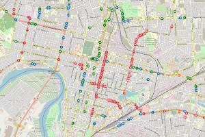 Карта общественного транспорта Краснодара на 15:50 © Скриншот страницы сайта m.marsruty.ru/krasnodar