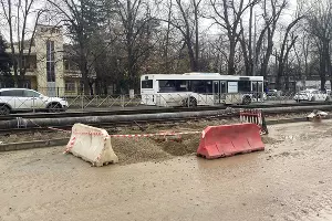Провал грунта на Московской 28 декабря 2024 &copy;&nbsp;Фото Дмитрия Пославского, Юга.ру
