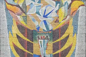 Мозаика на фасаде здания НЭСКа, улица Старокубанская, 114 &copy;&nbsp;Фото Валерия Годадзе