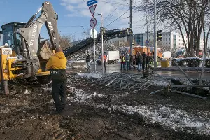 В Краснодаре начали строить трамвайную линию на улице Московской &copy;&nbsp;Фото Дмитрия Пославского, Юга.ру