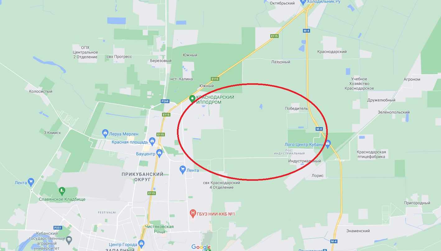 Самое проблемное место в Краснодаре по нелегальным свалкам © google.ru/maps