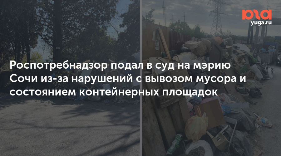 Роспотребнадзор подал в суд на мэрию Сочи из-за нарушений с вывозом мусора и состоянием контейнерных площадок