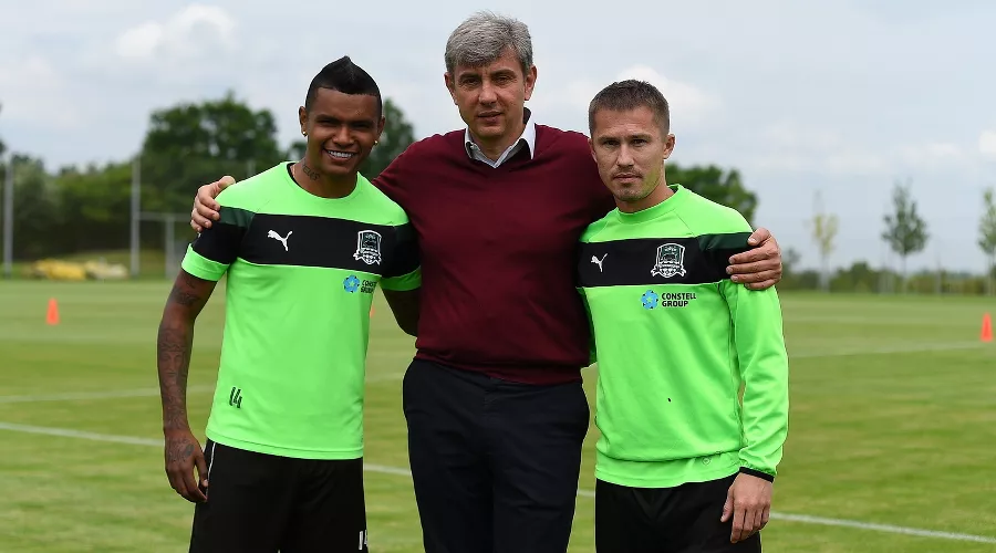 Франсишку Вандерсон, Сергей Галицкий и Виталий Калешин &copy;&nbsp;Фото с официального сайта ФК &laquo;Краснодар&raquo;, fckrasnodar.ru