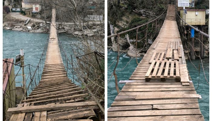 Школьникам из села под Сочи приходится добираться до транспорта по аварийному мосту