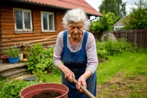 пенсионерка на даче &copy;&nbsp;Сгенерировано с помощью нейросети shedevrum
