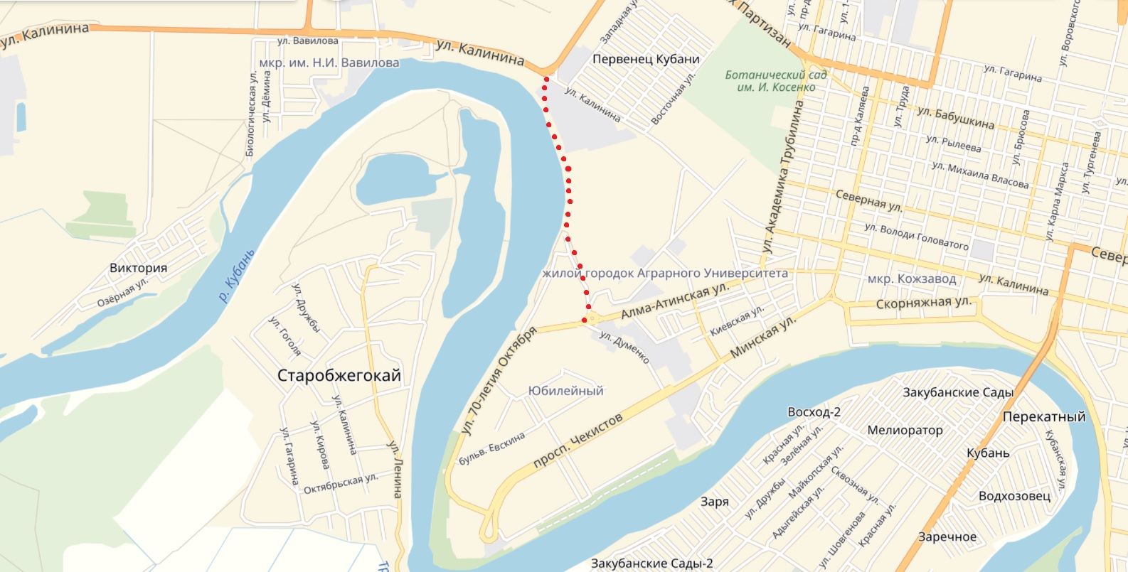 Примерное расположение новой дороги в ЮМР © Скриншот с сервиса «Яндекс.Карты»