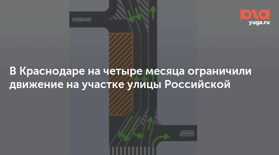 В Краснодаре на четыре месяца ограничили движение на участке улицы Российской