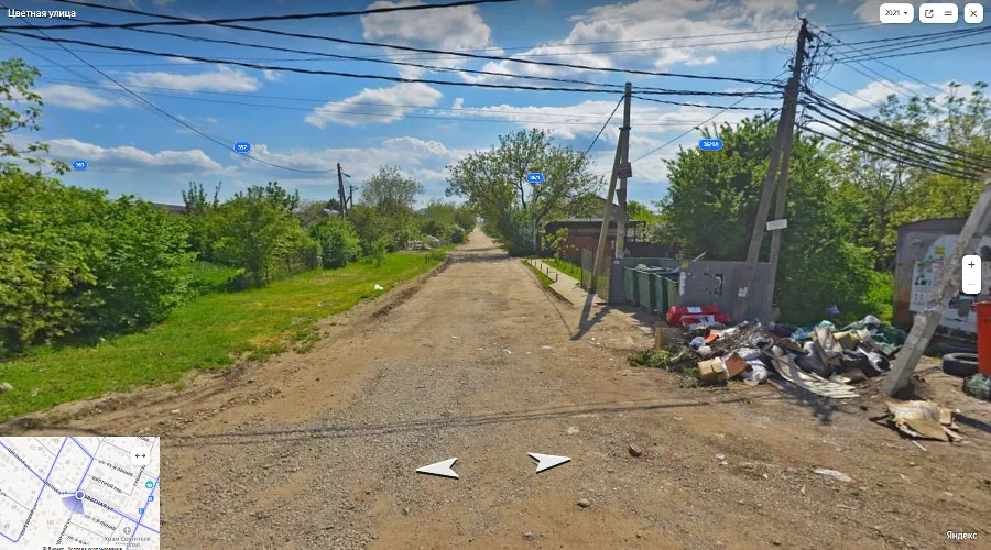 Улица Лесопосадочная на пересечении с Цветной &copy;&nbsp;Скриншот страницы сервиса &laquo;Яндекс Карты&raquo;, 2021 год