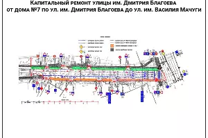 Капитальный ремонт улицы Дмитрия Благоева от дома № 7 по Дмитрия Благоева до Василия Мачуги &copy;&nbsp;Схема пресс-службы администрации Краснодара