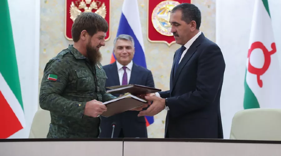 Рамзан Кадыров и Юнус-Бек Евкуров &copy;&nbsp;Фото пресс-службы главы Республики Ингушетия