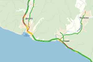 Маршрут через Джубгу © Графика сервиса «Яндекс.Карты»