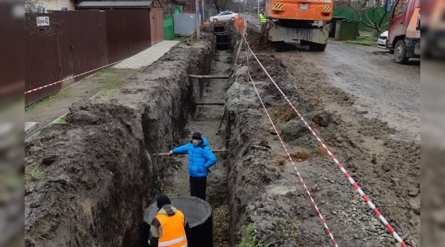 Строительство канализации в Пашковском районе Краснодара © Фото пресс-службы администрации Краснодара