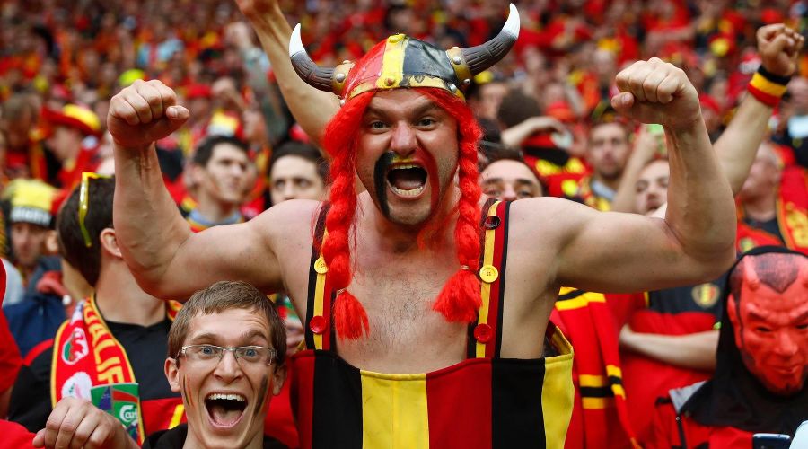 Болельщики сборной Бельгии по футболу © Фото из официального аккаунта сборной Бельгии по футболу в Facebook, facebook.com/BelgianRedDevils