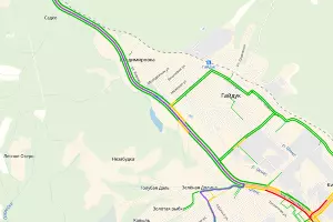 Маршрут в районе поселка Гайдук &copy;&nbsp;Графика &laquo;Яндекс.Карты&raquo;