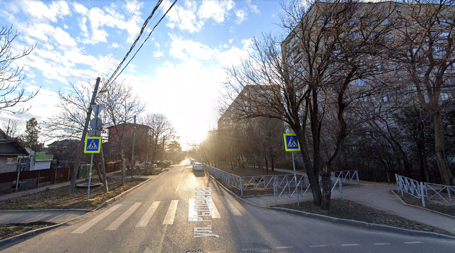 Угол улиц Рылеева и Севастопольской в Краснодаре © Скриншот сайта Google.com/maps