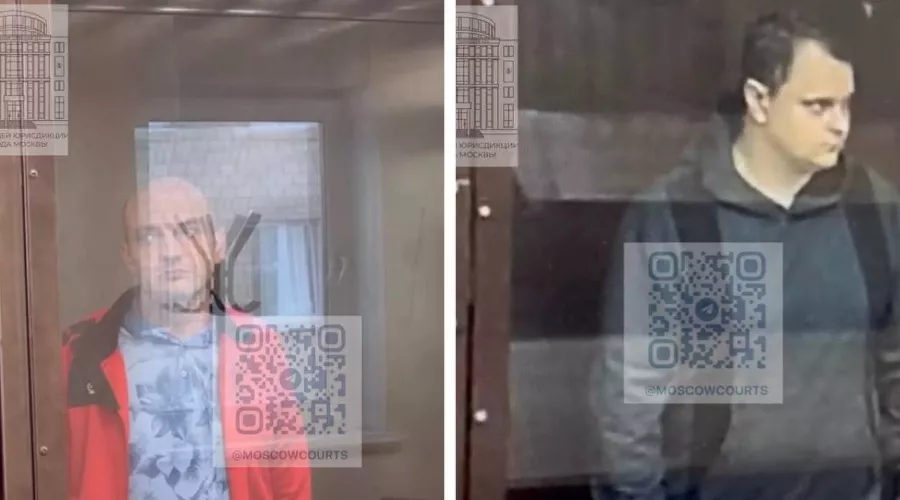 Слева — начальник дежурной части УМВД России по Краснодару Александр Аблаев, справа — оперуполномоченный отдела уголовного розыска МУ МВД «Красноярское» Сергей Ковалев &copy;&nbsp;Коллаж скриншотов фото из телеграм-канала судов общей юрисдикции города Москвы