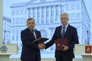 Мурат Кумпилов и Сергей Собянин &copy;&nbsp;Фото пресс-службы главы Республики Адыгея