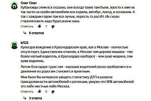 Мнения о водителях Кубани &copy;&nbsp;Скриншот со странички &laquo;Кубань на колесах&raquo;