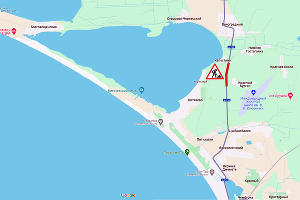 Красным цветом отмечено место, где летом 2024 года будет перекрыта трасса А-290 © Скриншот сайта Google.com/maps