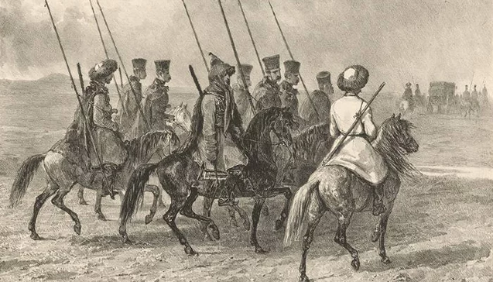 Рисунок Огюста Раффе «Казачий патруль на Кубани» (1853) &copy;&nbsp;Общественное достояние, commons.wikimedia.org