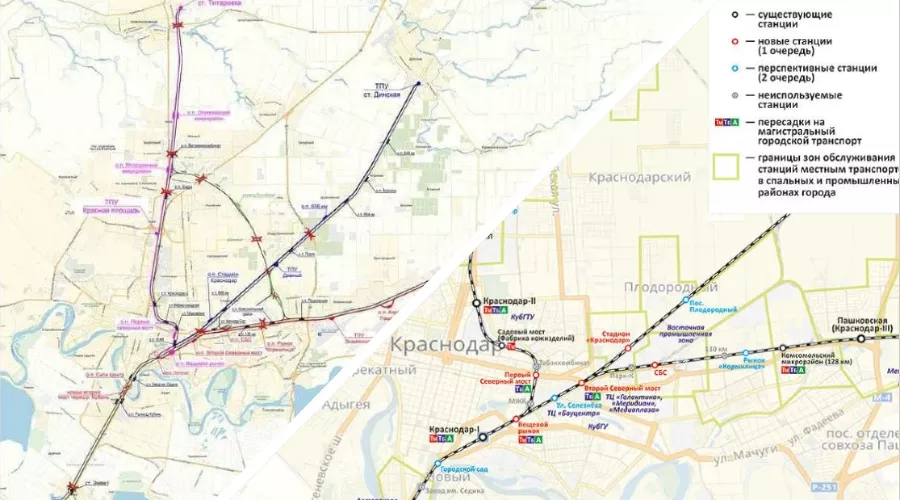 Проект «Городская электричка» (слева) и проект «НАЗЕМКА» (справа) &copy;&nbsp;Коллаж Юга.ру