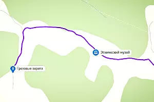 Маршрут к Грозовым Воротам. Поворот после реки Жане &copy;&nbsp;Графика сервиса &laquo;Яндекс.Карты&raquo;