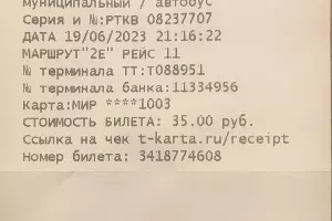 На билетах, которые выдает терминал в общественном транспорте, отображается полная сумма по тарифу, 35 рублей &copy;&nbsp;Фотография Александра Гончаренко, Юга.ру