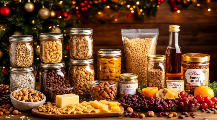 продукты на новогодний столе &copy;&nbsp;Изображение сгенерировано нейросетью shedevrum.ai