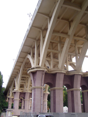 Верещагинский виадук — автодорожный мост, построенный в 1935 году. Его длина — 220 метров, ширина — 18 метров, высота — 27 метров.
