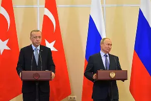 Реджеп Тайип Эрдоган и Владимир Путин &copy;&nbsp;Фото пресс-службы администрации президента РФ