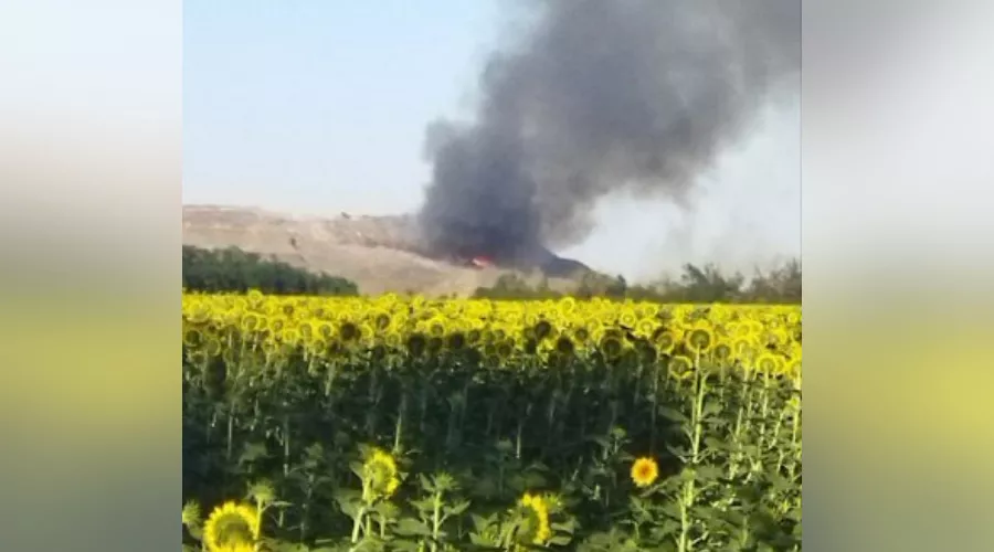 Первые минуты пожара на Копанском мусорном полигоне &copy;&nbsp;Скриншот публикации в телеграм-канале &laquo;Копанской против свалки&raquo;, t.me/Kopanskoisvalka