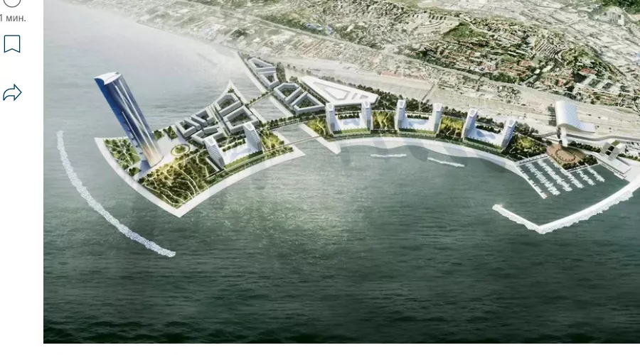 Проект искусственного острова «Первый» в Мацесте &copy;&nbsp;Скриншот публикации на сайте издания &laquo;КоммерсантЪ&raquo;, Kommersant.ru