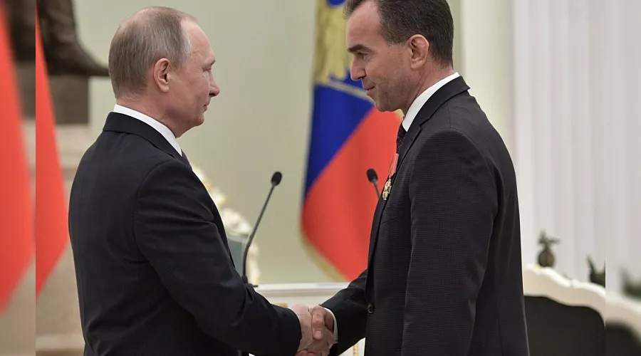Владимир Путин и Вениамин Кондратьев &copy;&nbsp;Фото пресс-службы администрации Краснодарского края