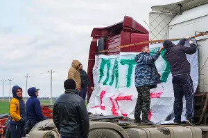 Акция дальнобойщиков против &laquo;Платона&raquo; &copy;&nbsp;Фото Андрея Майорова, Юга.ру