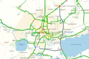 Маршрут через Краснодар &copy;&nbsp;Графика &laquo;Яндекс.Карты&raquo;
