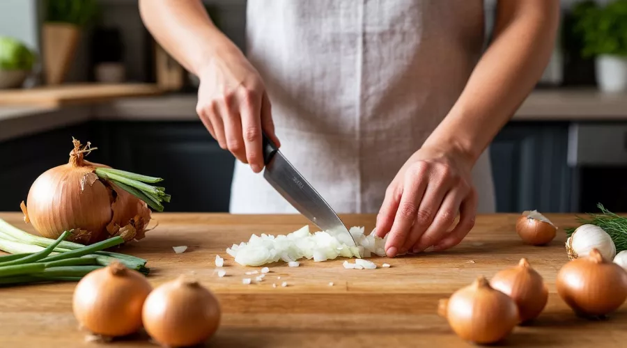 режет лук &copy;&nbsp;Изображение сгенерировано нейросетью Gigachat