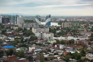 Панорамы Краснодара с отеля Marriott &copy;&nbsp;Фото Елены Синеок, Юга.ру