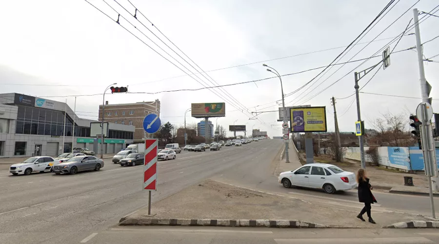 Вид на Северный мост в Краснодаре со стороны улицы Передовой &copy;&nbsp;Скриншот сайта Google.com/maps